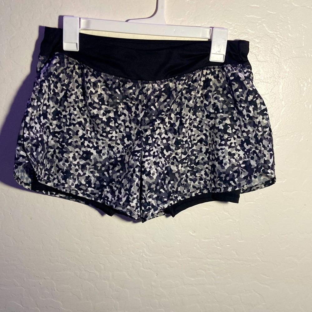 Black and white printed athletic shorts